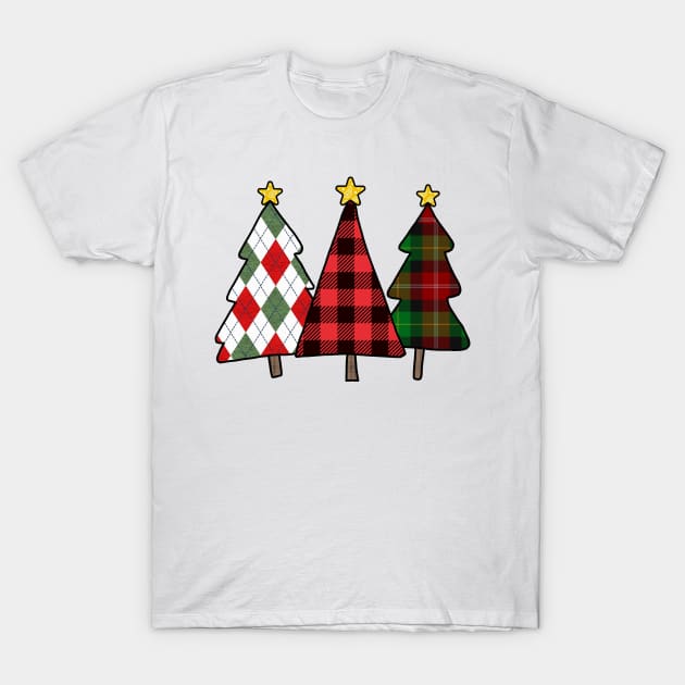 Plaid Christmas Trees T-Shirt by Aeriskate